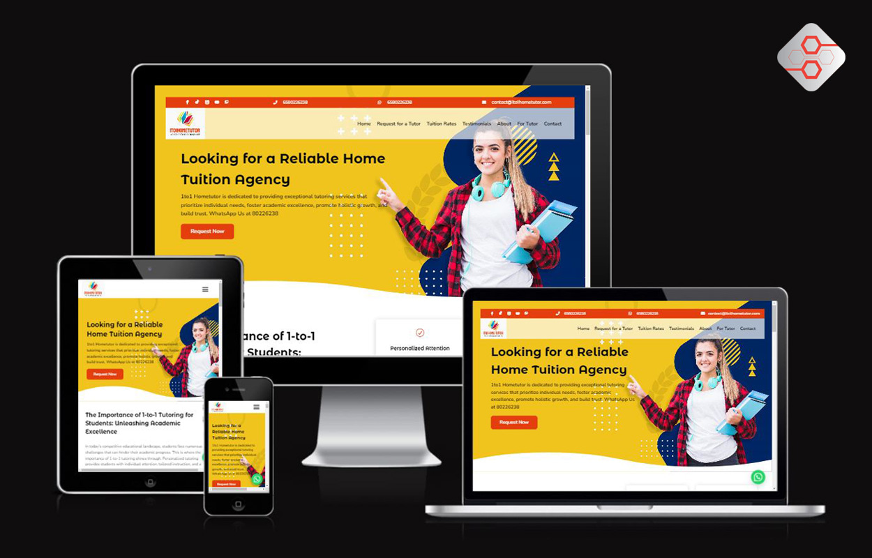 1 to 1 Home Tutor website on different devices