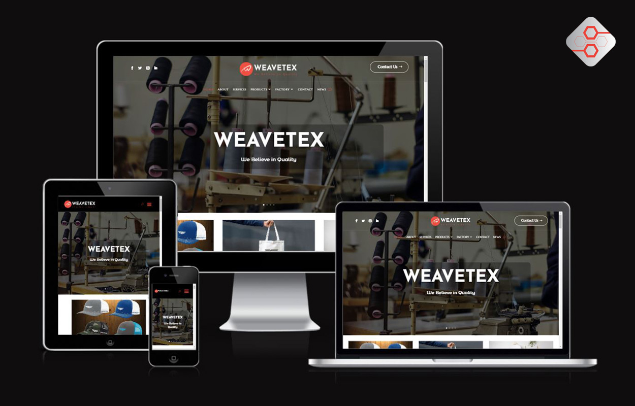 Weavetex website on different devices