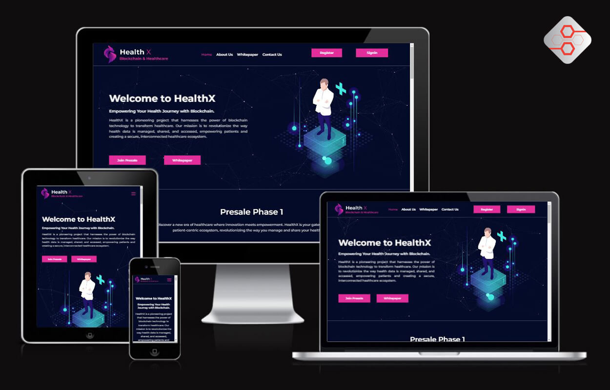 Health X website on different devices